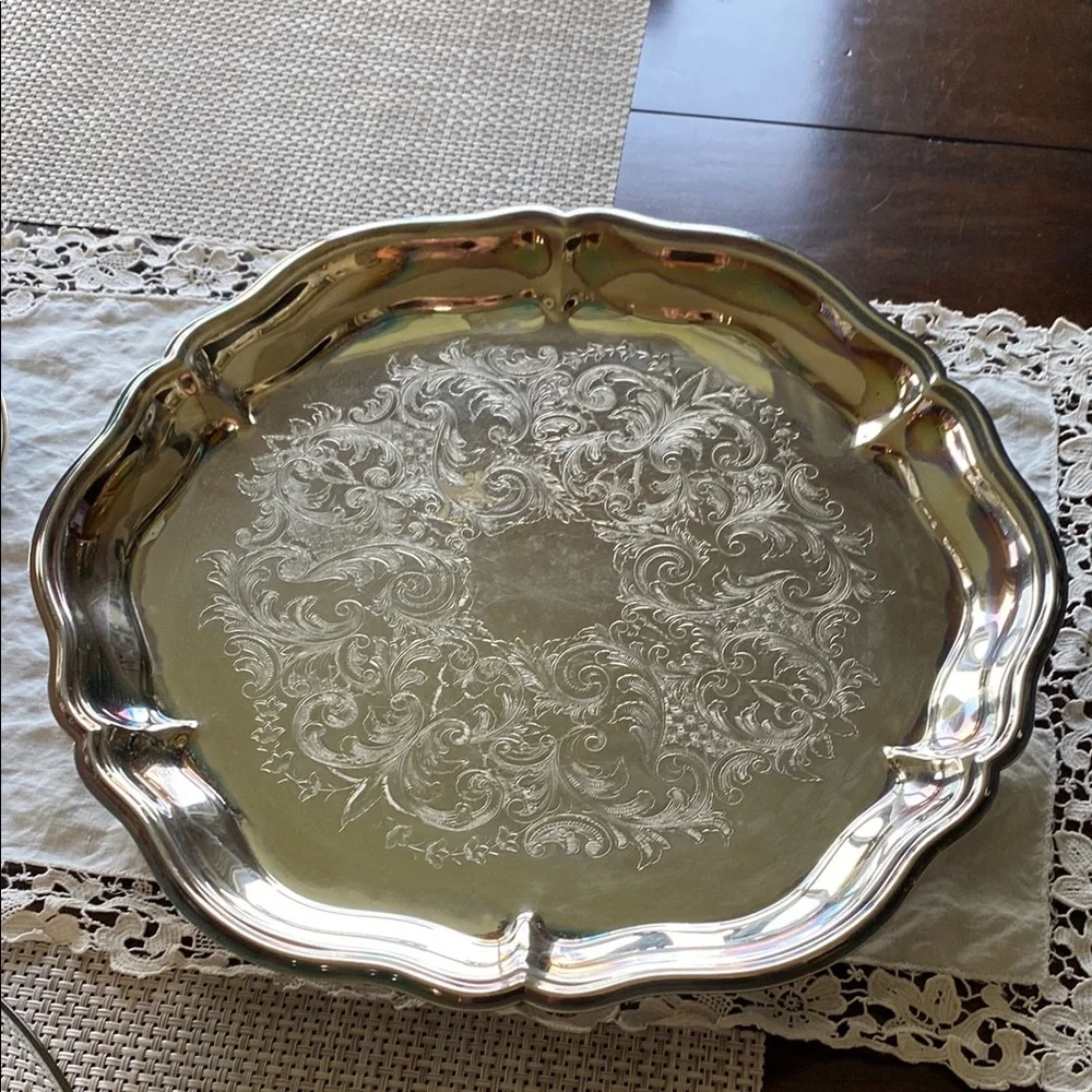 Vintage 1970’s-1980’s Era Eales Of Sheffield Footed 15” Round Tray Platter!